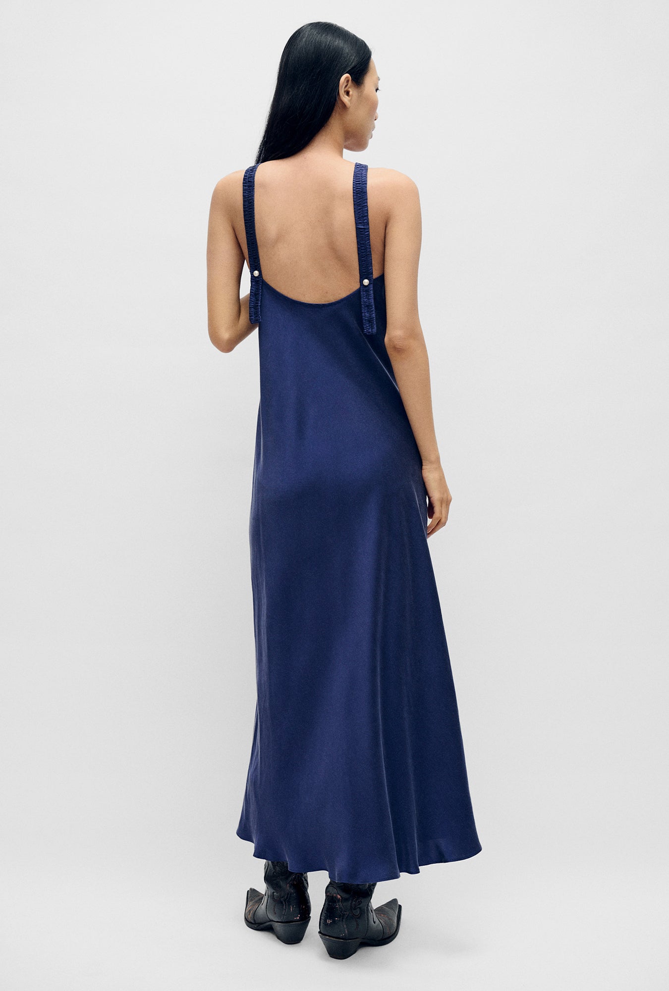 Silk Laundry Deco Ruched Dress (Purple Rain)