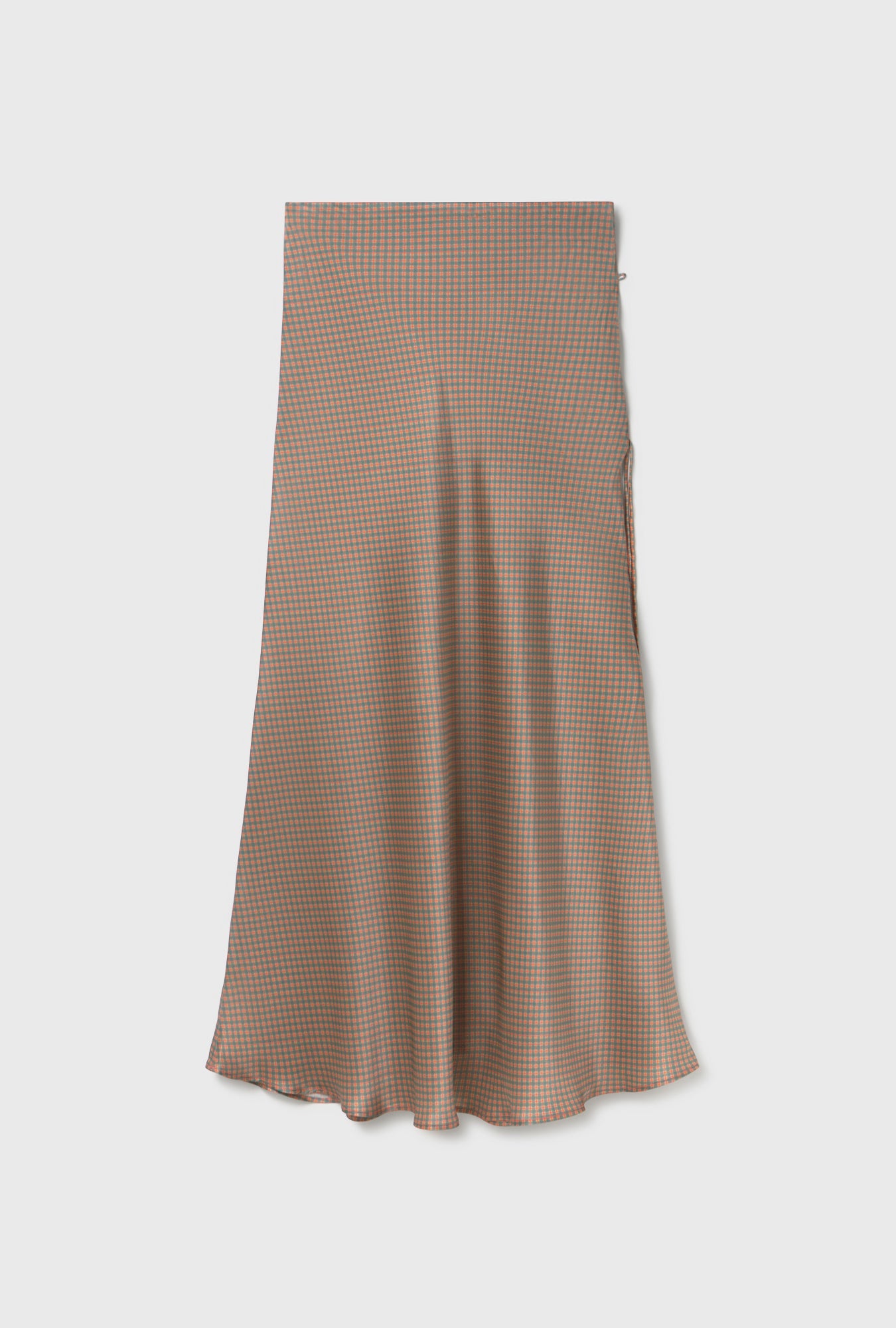 Silk Laundry Long Bias Cut Skirt (Micro Plaid)