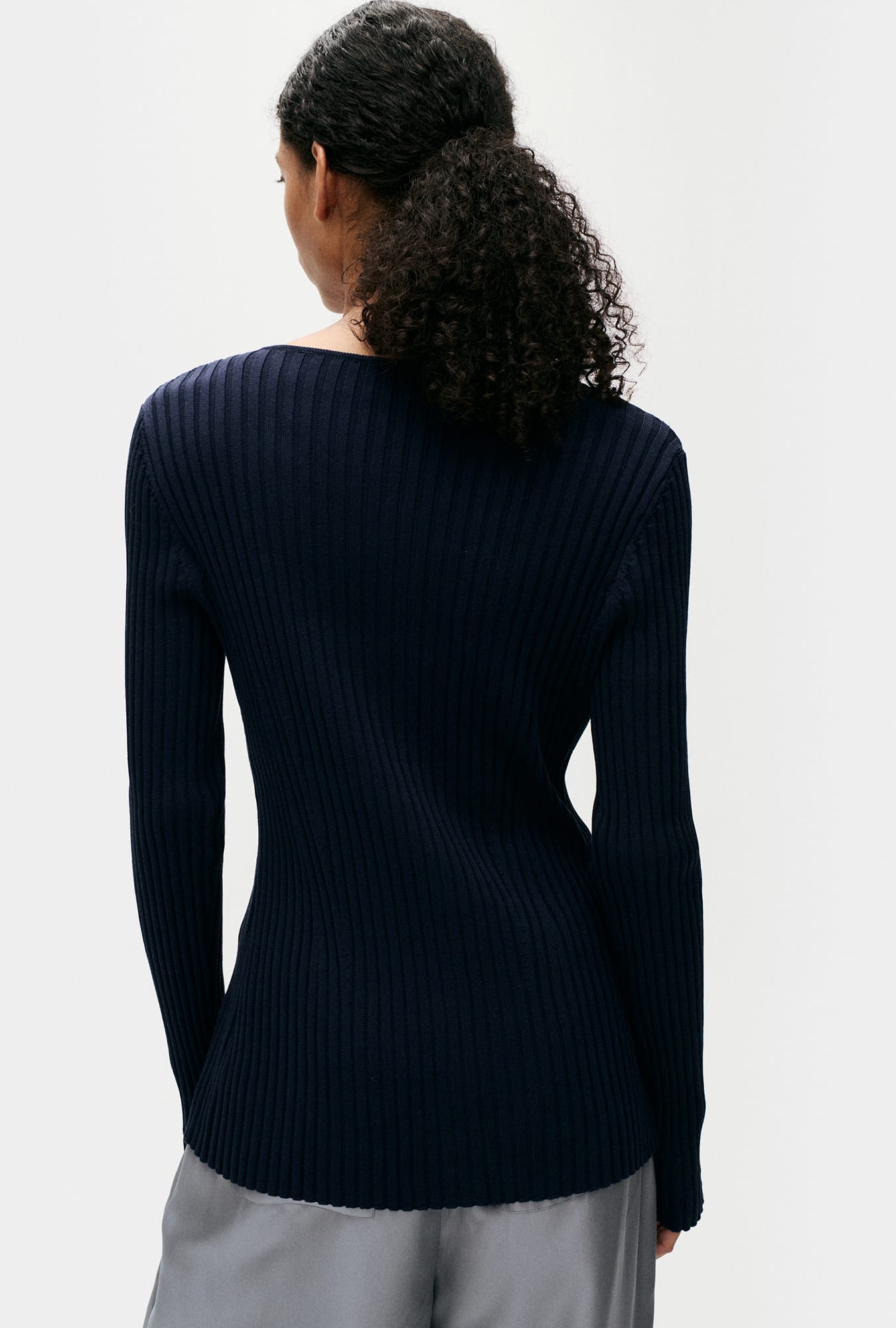 Silk Laundry Ribbed Kia Cardigan (Midnight)