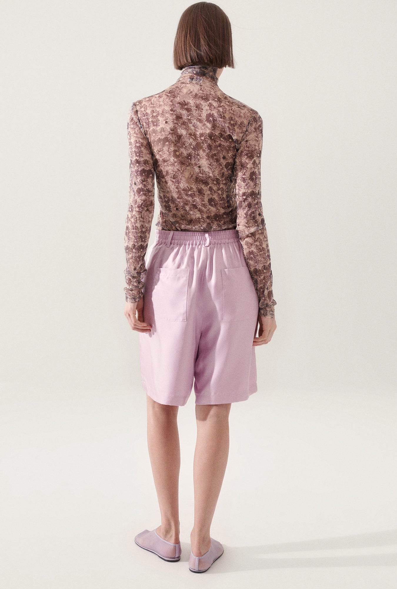 Silk Laundry Twill Double Pleated Shorts (Lilac)