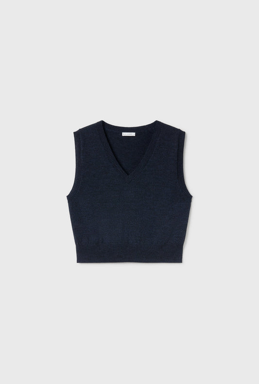 Silk Laundry V-Neck Sweater Vest (Azul Melange)