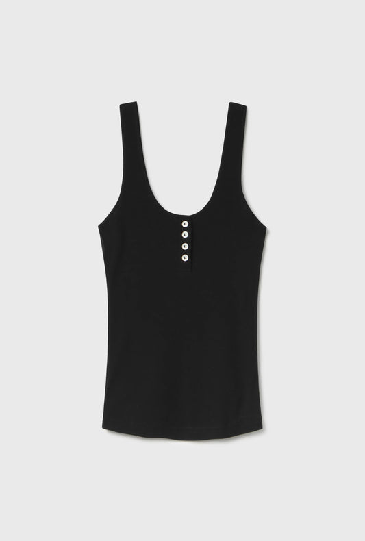 Silk Laundry Merino Henley Tank (Black)