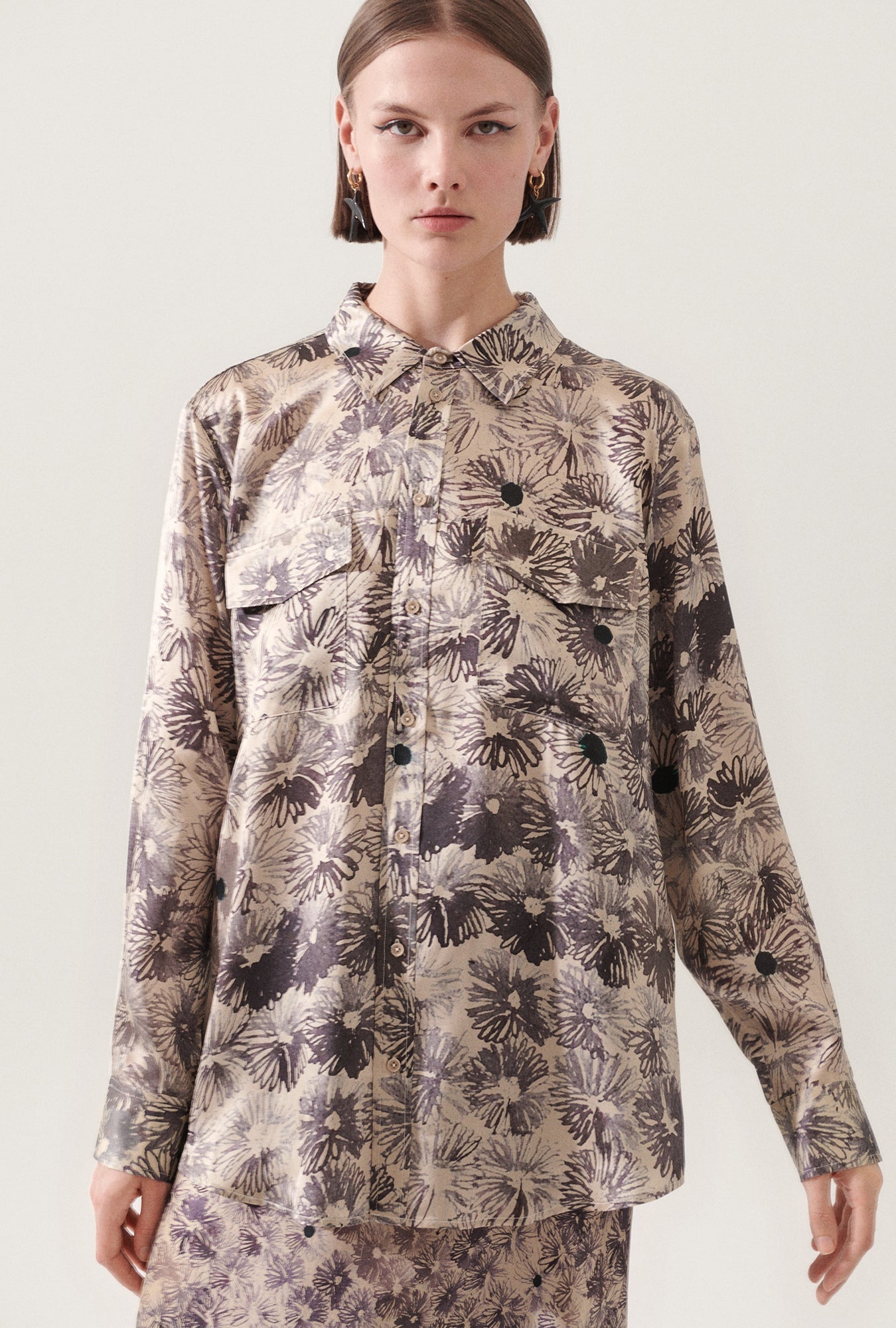 Silk Laundry Boyfriend Shirt (Aster Floral)