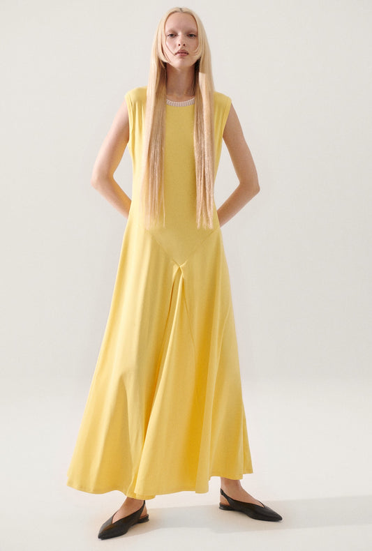 Image of Dresses. Product name - Crochet Trim Dress Titanate in Titanate colour by brand - Silk Laundry