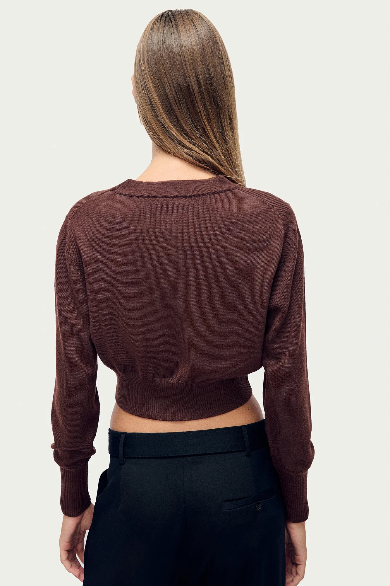 Silk Laundry Wool Cropped Crewneck (Root)