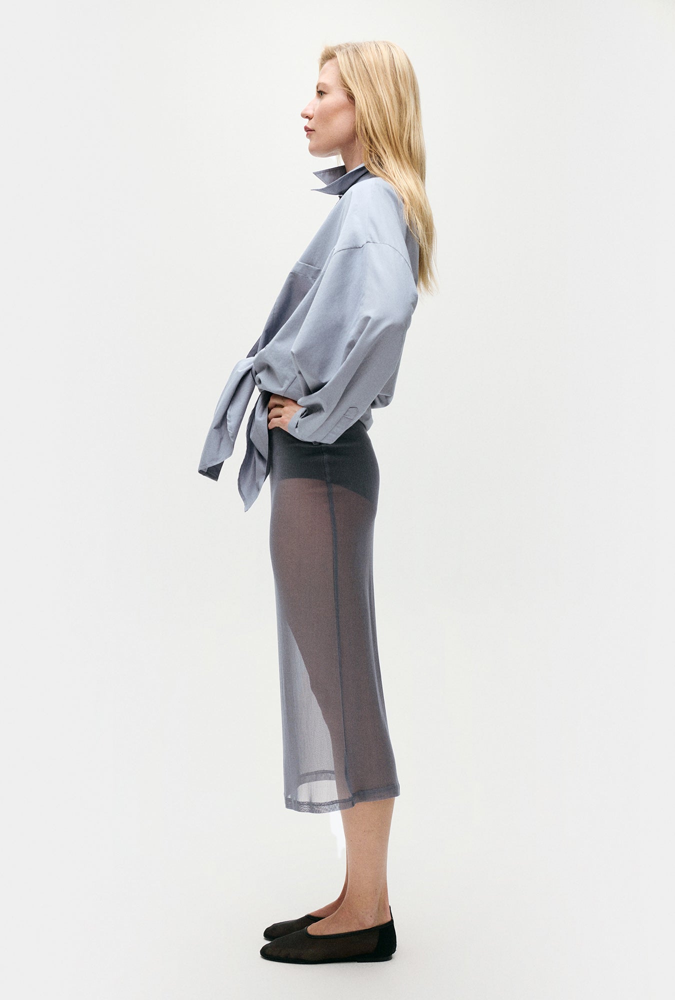 Silk Laundry Mesh Skirt (Storm)