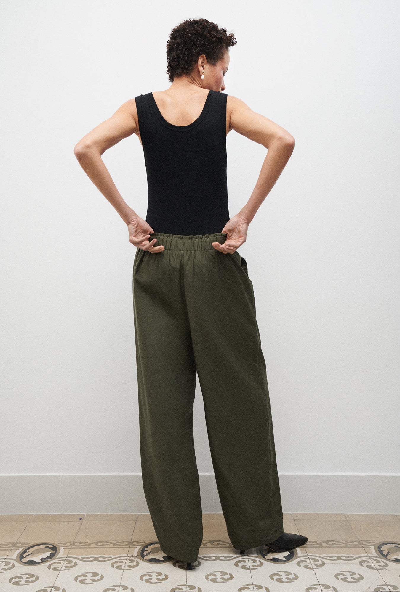 Laundry Cotton Silk Paper Bag Pants (Pine)
