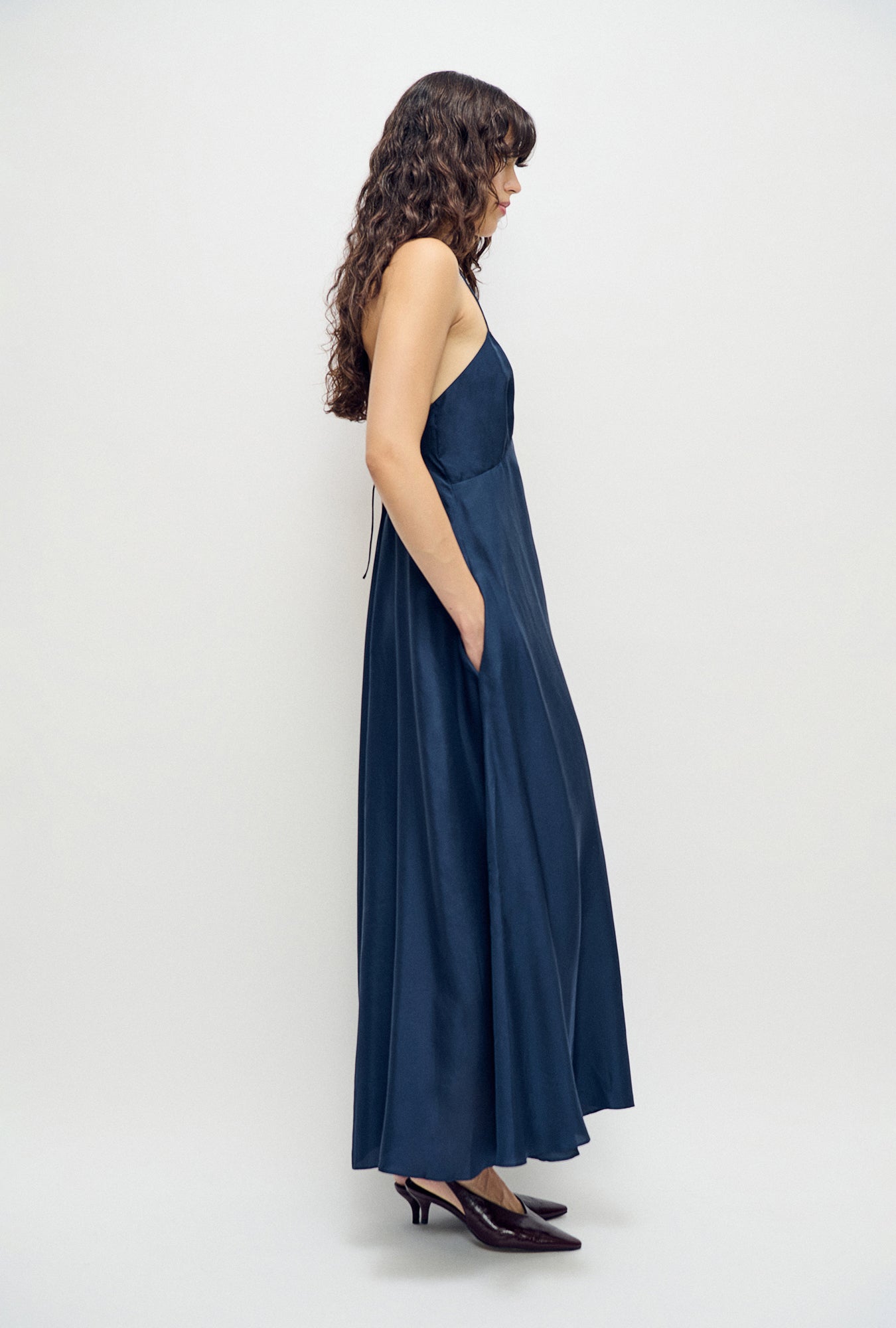 Silk Laundry Habotai Long Maxi Dress (Midnight)