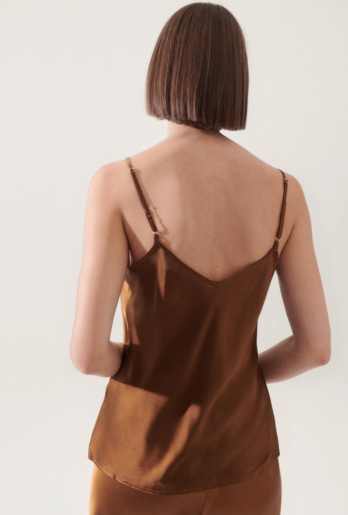 Silk Laundry Bias Cut Cami (Van Dyke Brown)