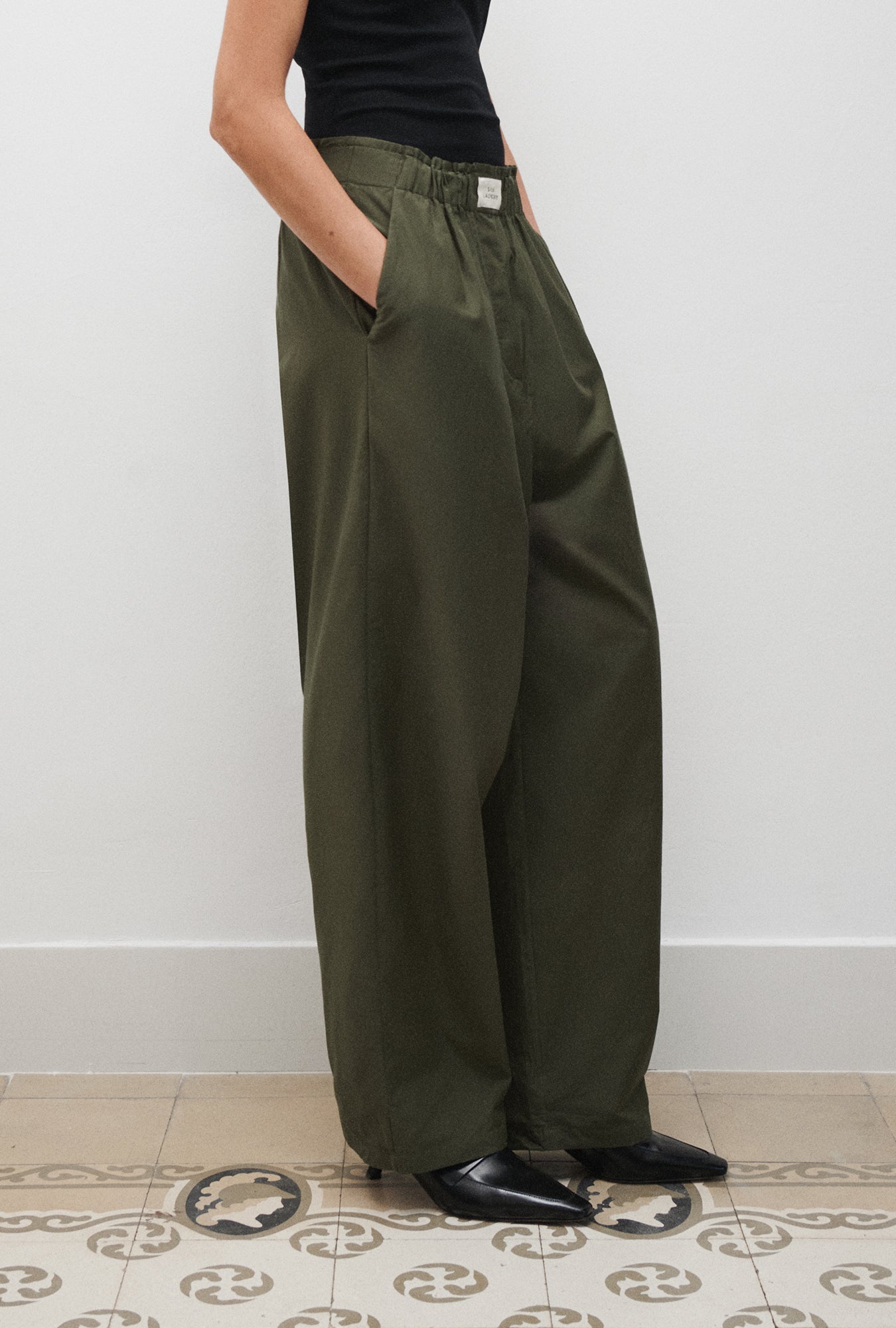 Laundry Cotton Silk Paper Bag Pants (Pine)