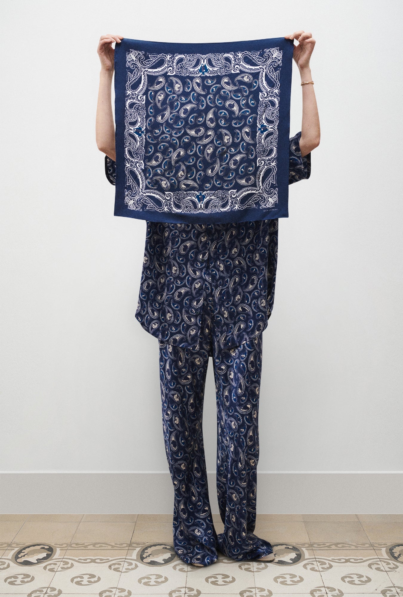 Image of Scarves & Shawls. Product name - Scarf Hounds Paisley in Hounds Paisley colour by brand - Silk Laundry