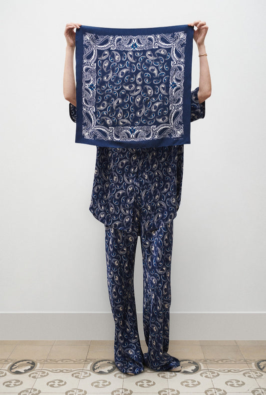 Image of Scarves & Shawls. Product name - Scarf Hounds Paisley in Hounds Paisley colour by brand - Silk Laundry
