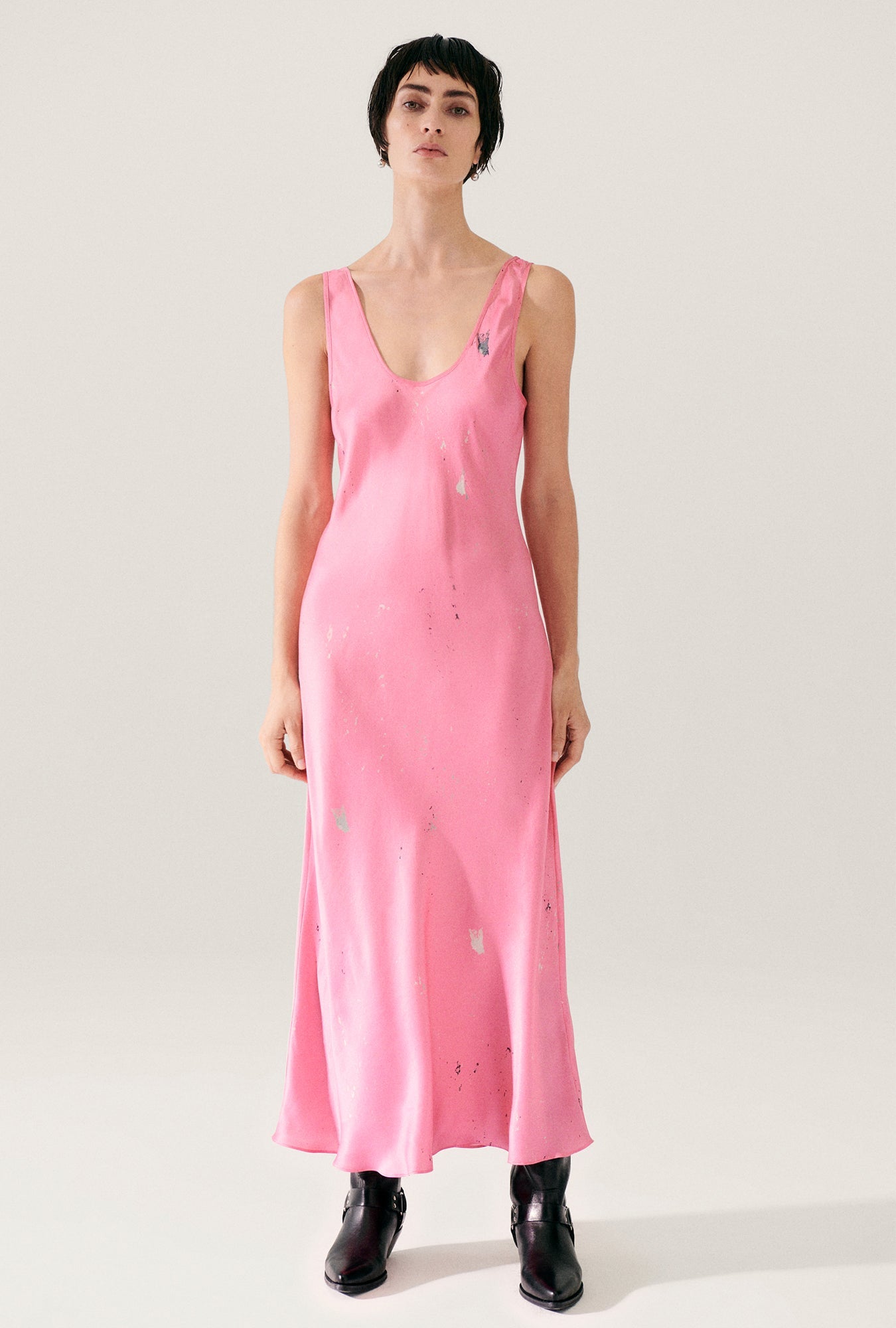 Image of Dresses. Product name - Scoop Neck Dress Hog Wash in Hog Wash colour by brand - Silk Laundry