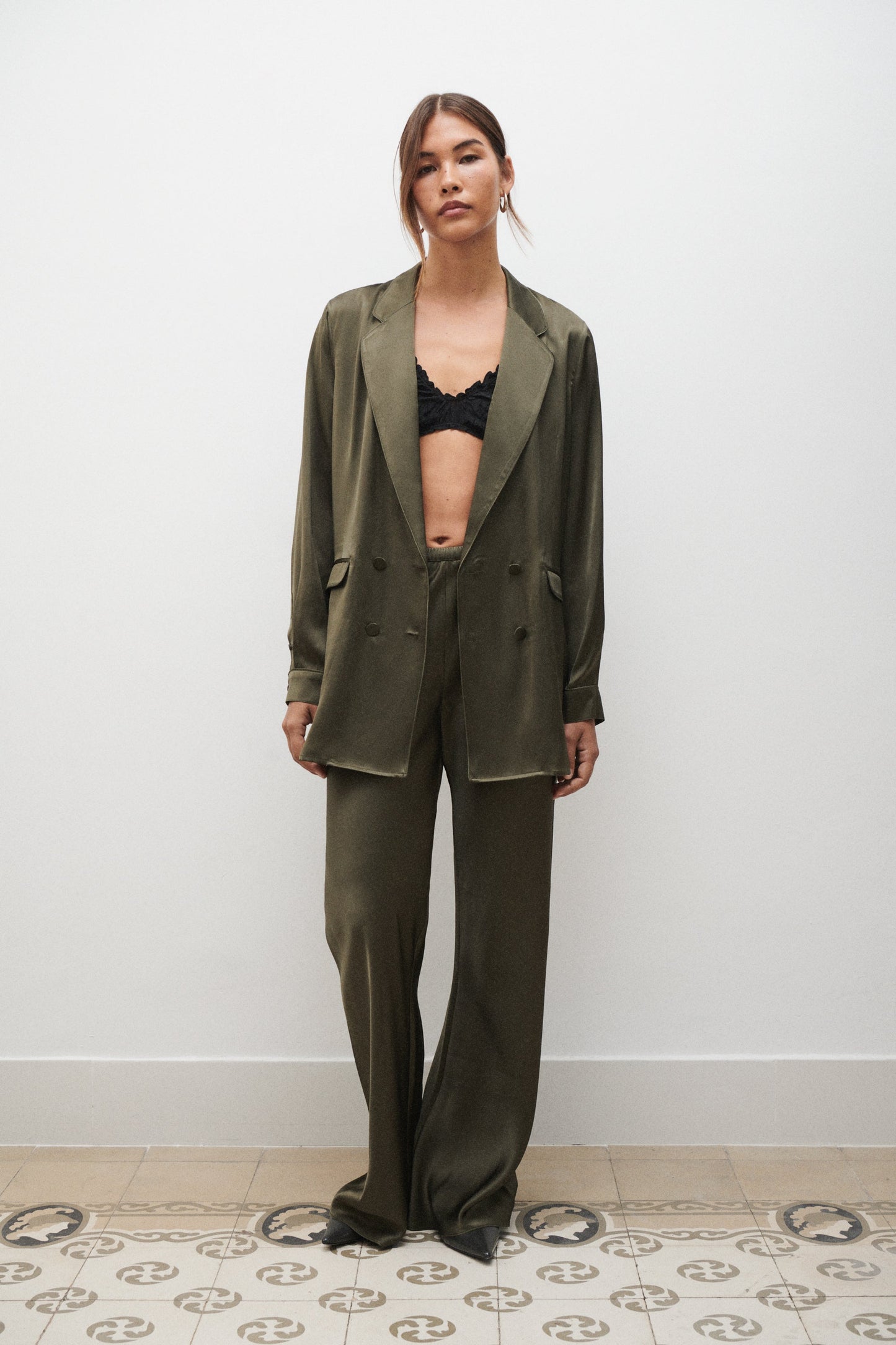 Silk Laundry Bias Cut Pants (Pine)