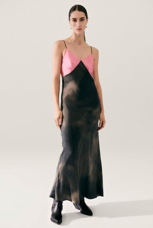 Image of Dresses. Product name - Deco Rouleau Dress Smoke / Hog Wash in Smoke / Hydrogen colour by brand - Silk Laundry