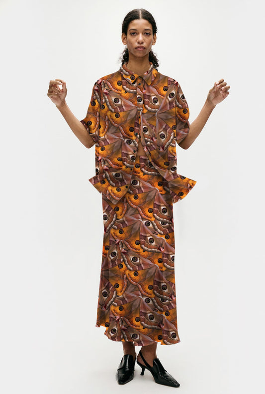 Silk Laundry Long Bias Cut Skirt (Wingspan)