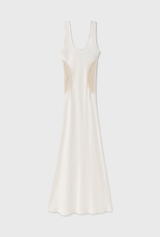 Silk Laundry Doilies Scoop Neck Dress (Off-White)