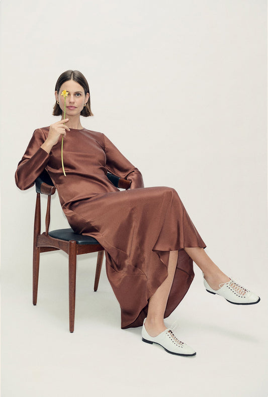 Image of Dresses. Productname: Full Sleeve Bias Dress Root in Root colour by brand - Silk Laundry