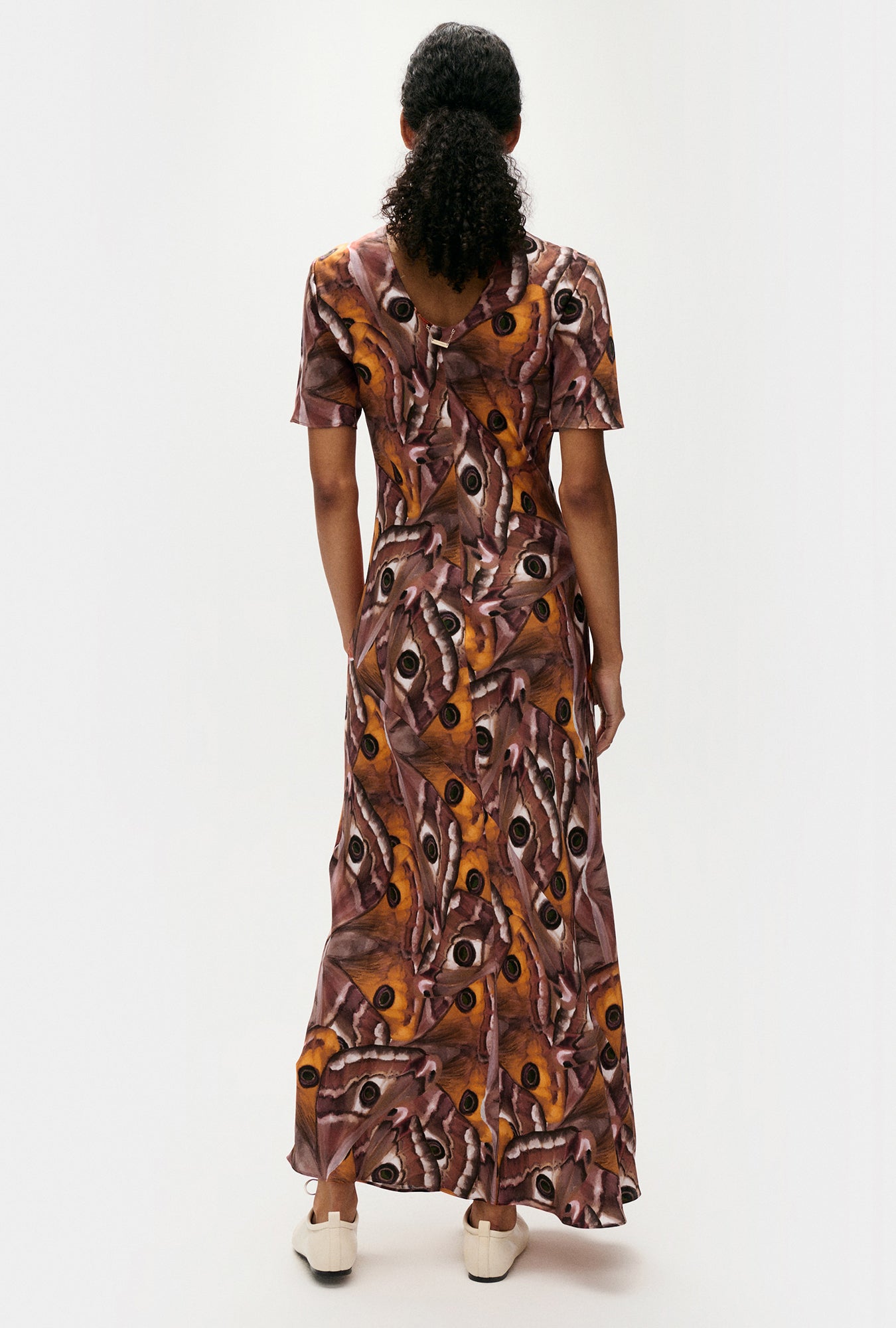 Silk Laundry Short Sleeve Bias Dress (Wingspan)