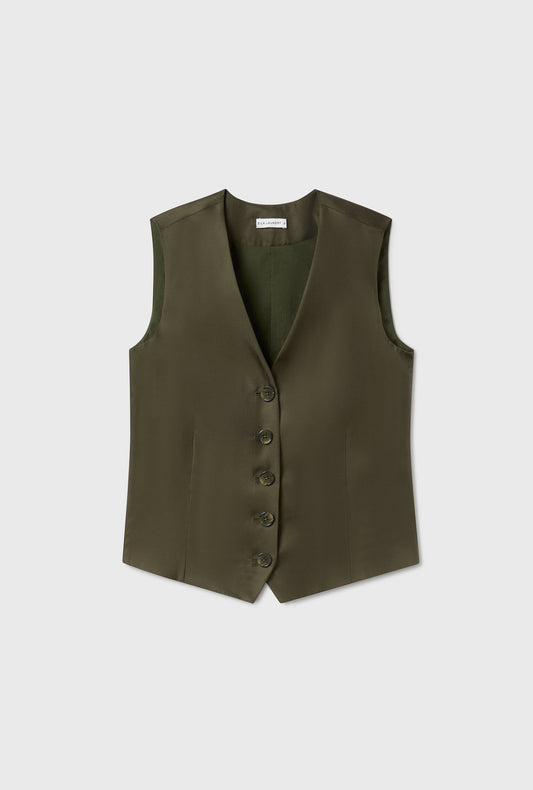 Silk Laundry Twill Vest (Pine)