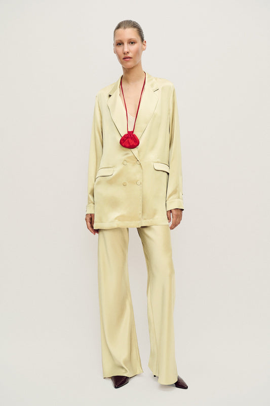 Image of a model wearing Tops. Productname: Silk Laundry Relaxed Blazer in Vanilla Flower colour by brand - Silk Laundry