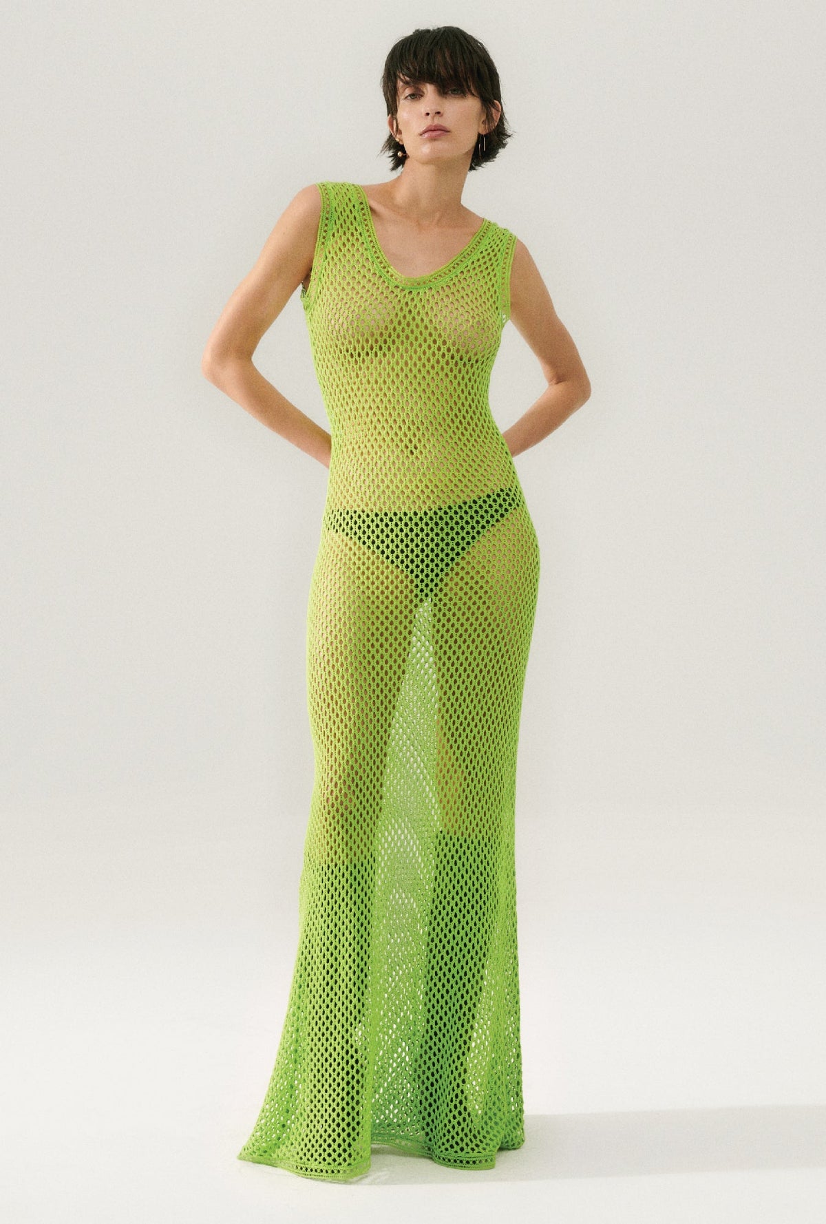 Silk Laundry Crochet Scoop Neck Dress (Fern)