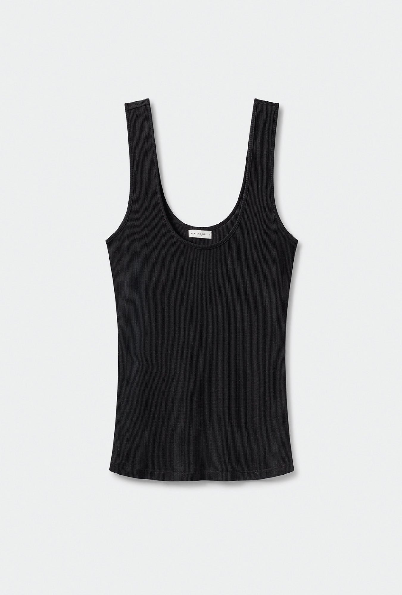 Silk Laundry Ribbed Tank (Black)