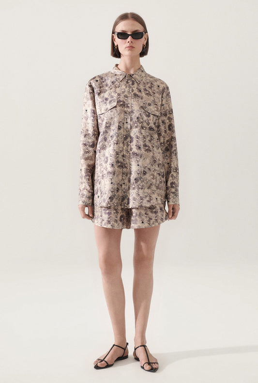 Image of Shirts. Product name - Twill Boyfriend Shirt Aster Floral in Aster Floral colour by brand - Silk Laundry