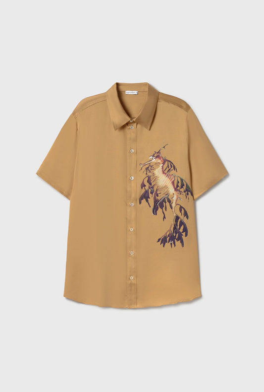 Silk Laundry Short Sleeve Boyfriend Shirt (Seahorse)