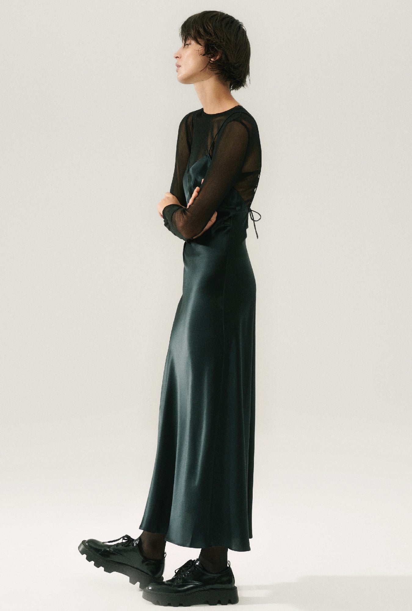 Silk Laundry Deco Rouleau Dress (Black)