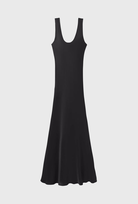 Silk Laundry Scoop Neck Dress (Black)