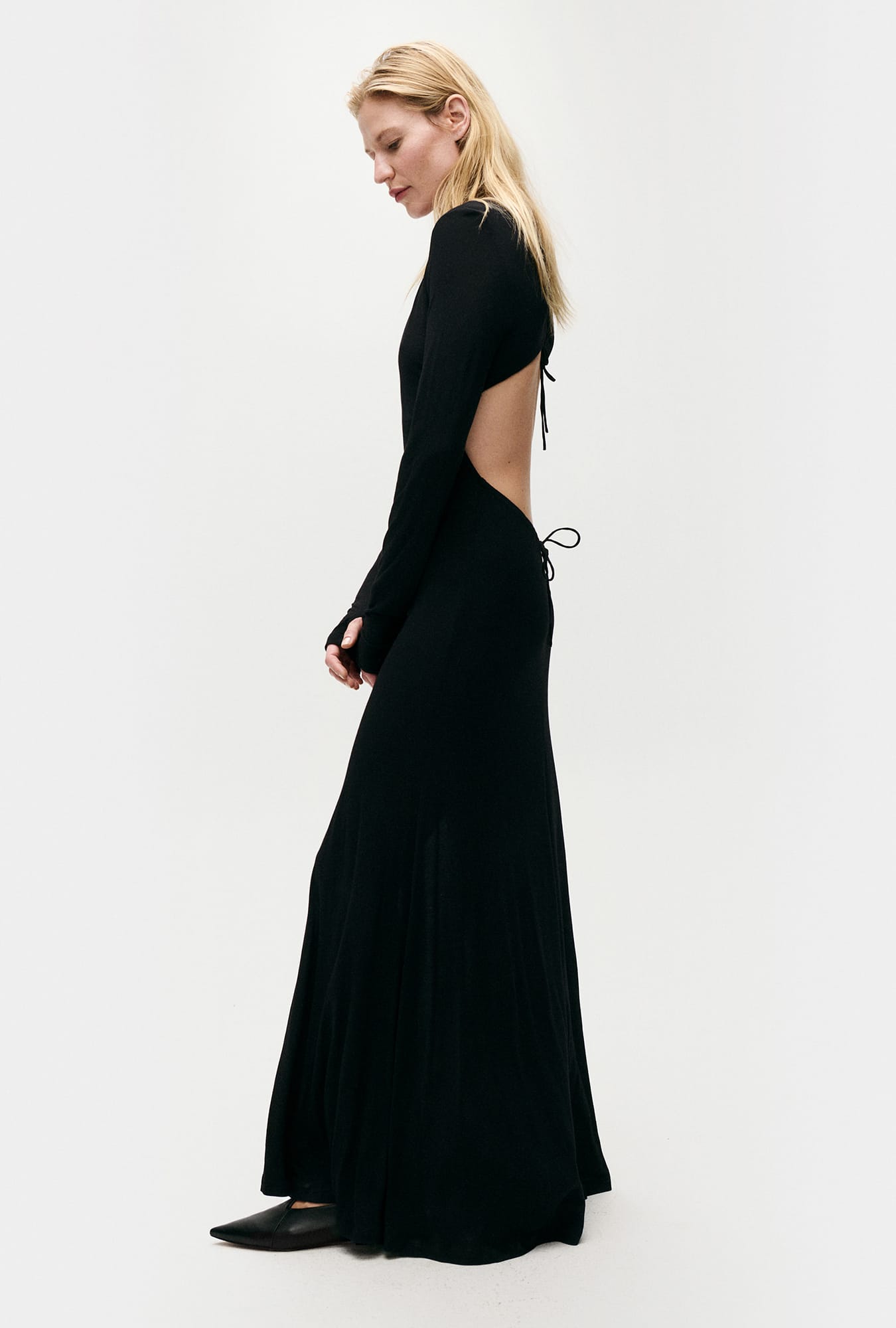 Silk Laundry Jersey Modal Cutaway Dress (Black)