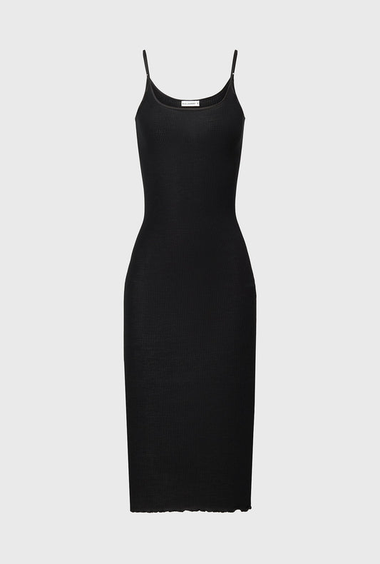 Laundry Silk Wool Ribbed Essential Slip (Black)