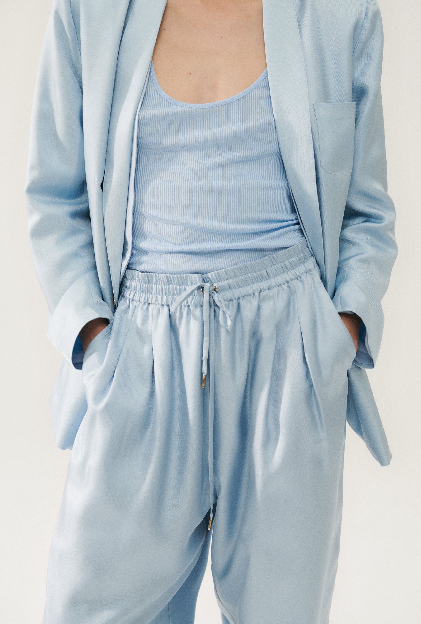 Silk Laundry Twill Slouch Pants (Sky)