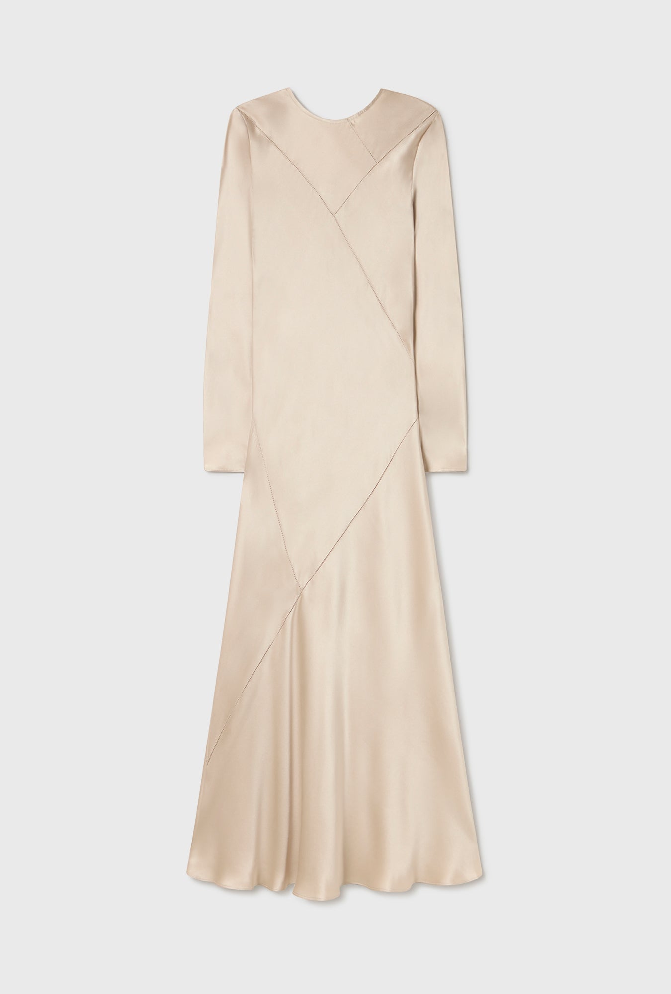 Silk Laundry Splice Full Sleeve Bias Dress (Hazelnut)