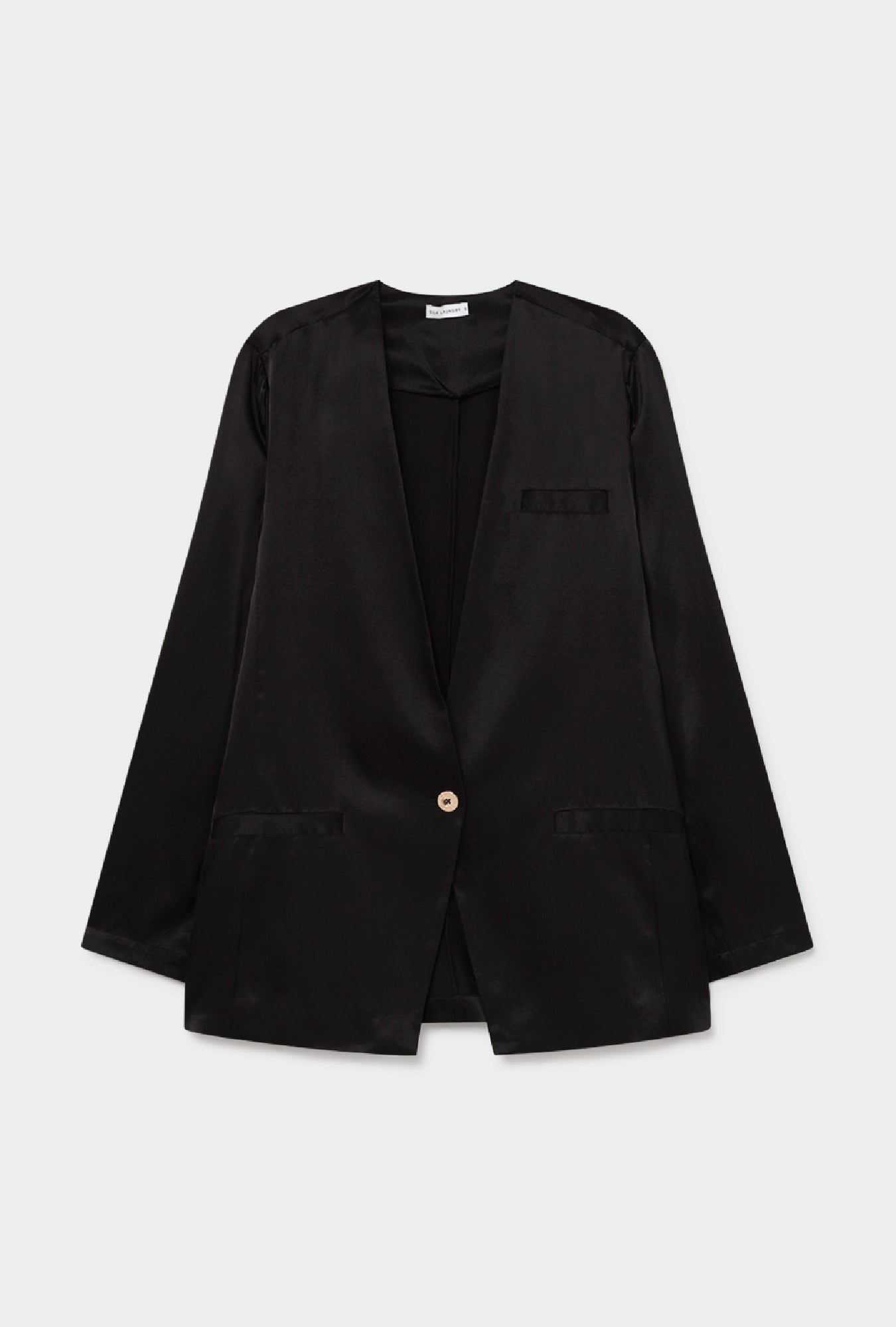 Silk Laundry Collarless Blazer (Black)