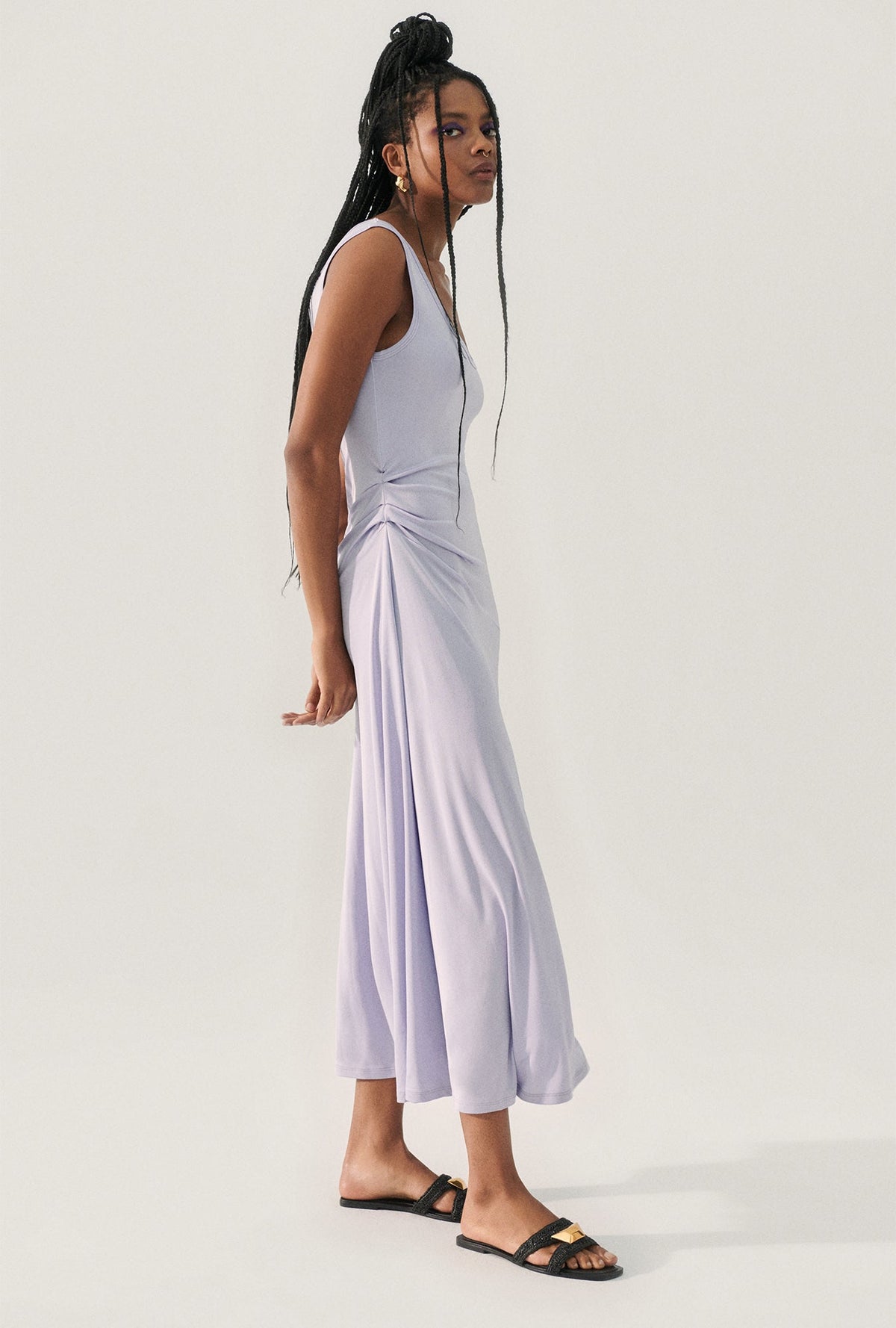 Silk Laundry Jersey Sleeveless Dress (Lavender)