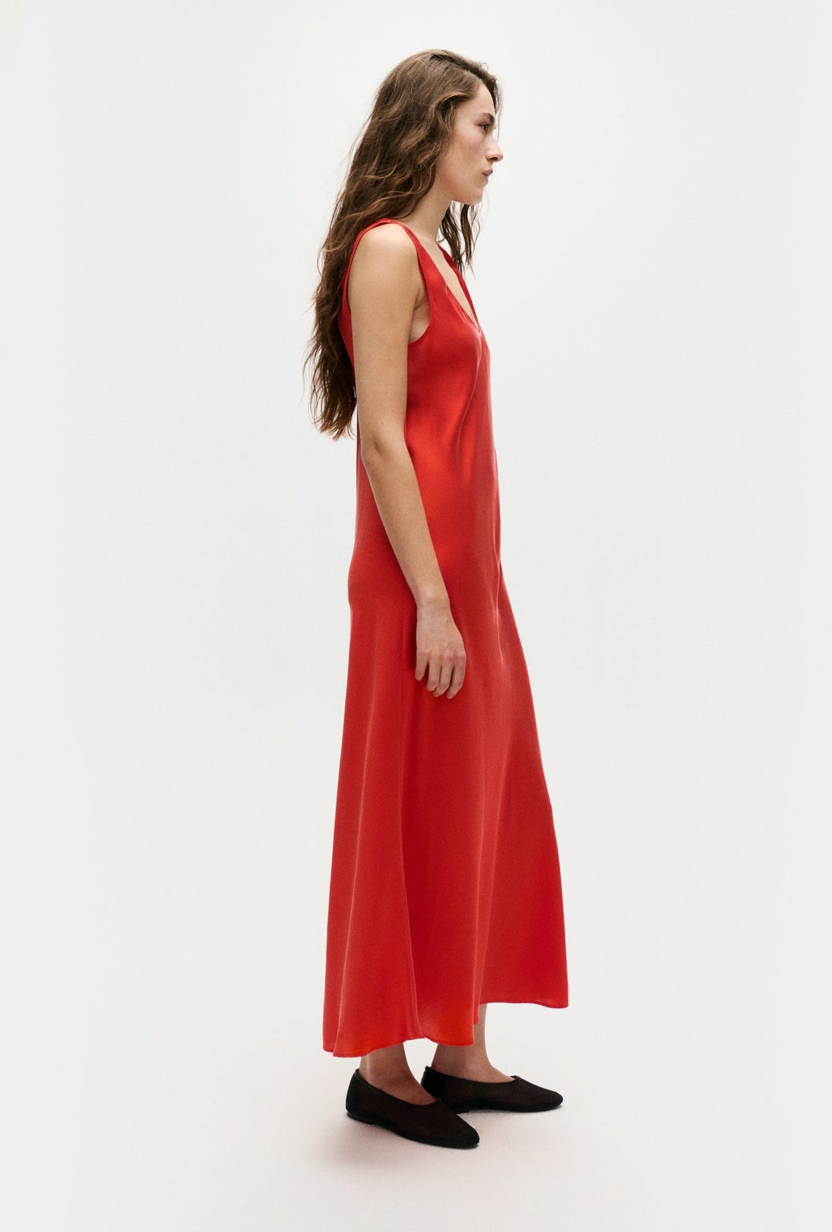 Silk Laundry Scoop Neck Dress (Geranium)