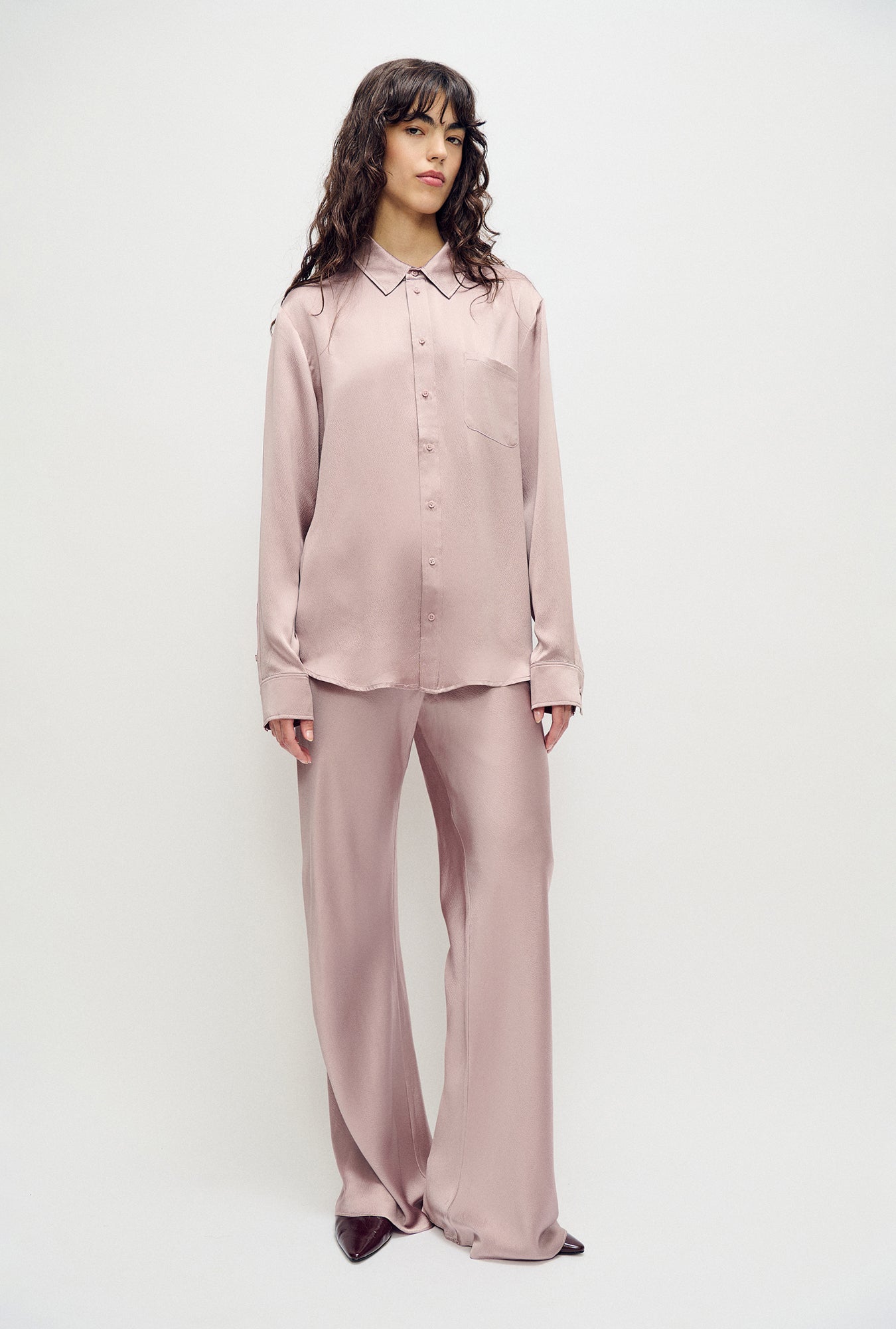 Silk Laundry Hammered Boyfriend Shirt (Lasso)