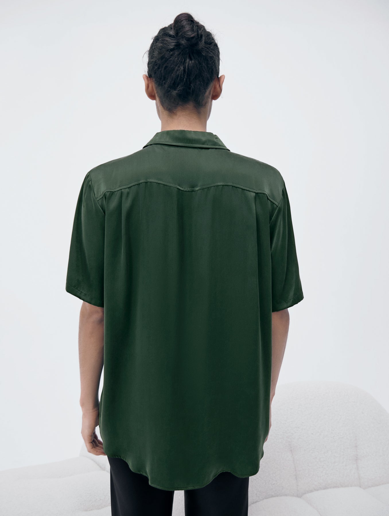Silk Laundry Short Sleeve Boyfriend Shirt (Cedar)