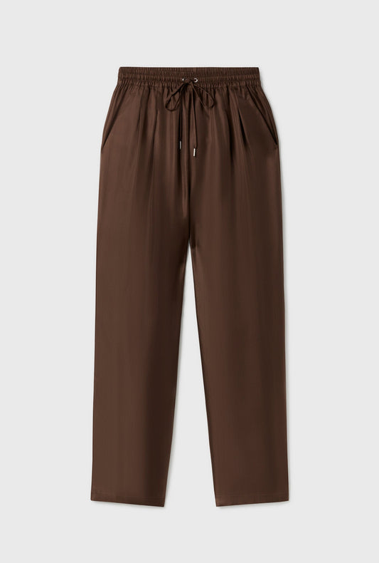 Silk Laundry Twill Slouch Pants (Dark Earth Pinstripe)