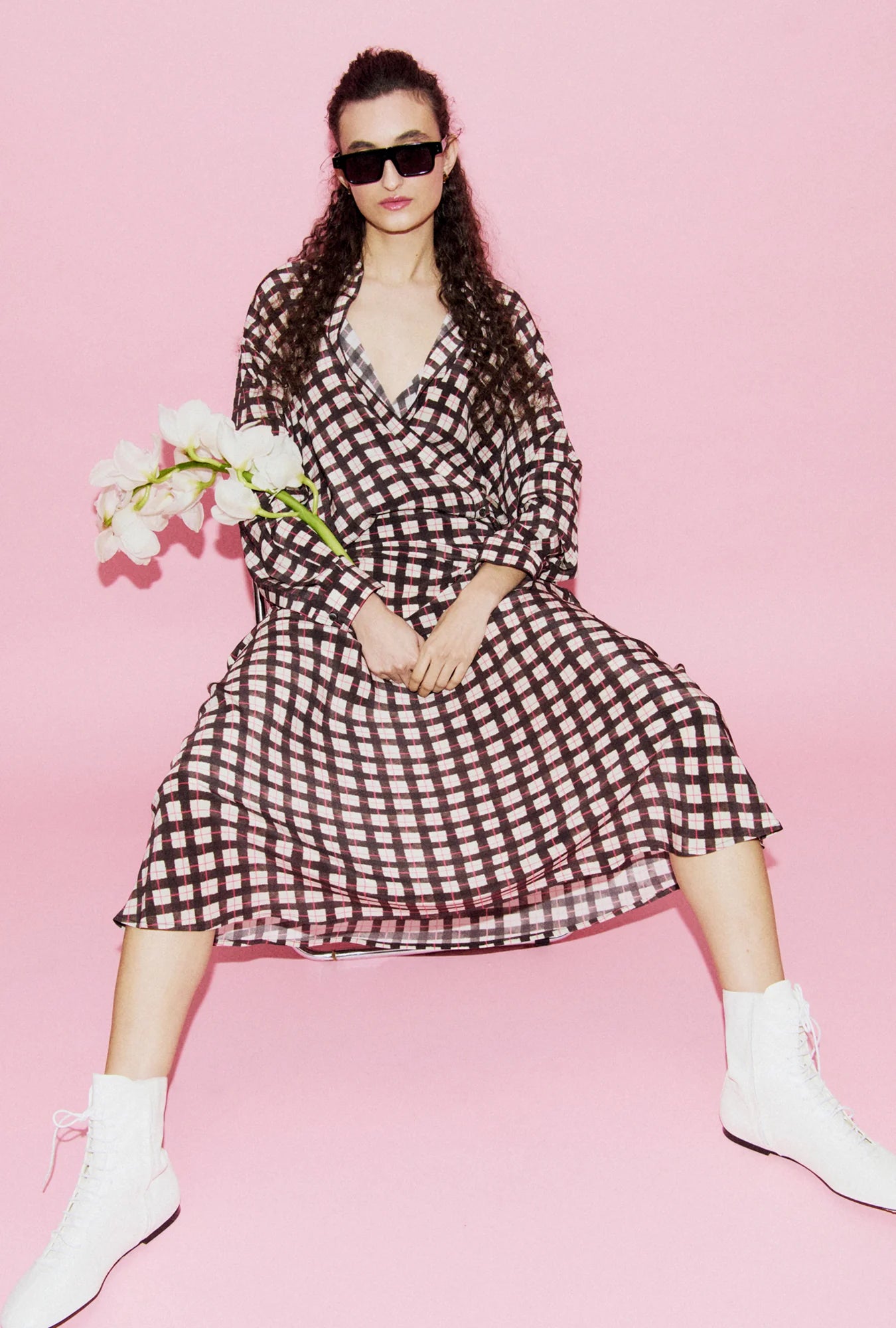 Silk Laundry CDC Long Bias Cut Skirt (Luna Gingham)