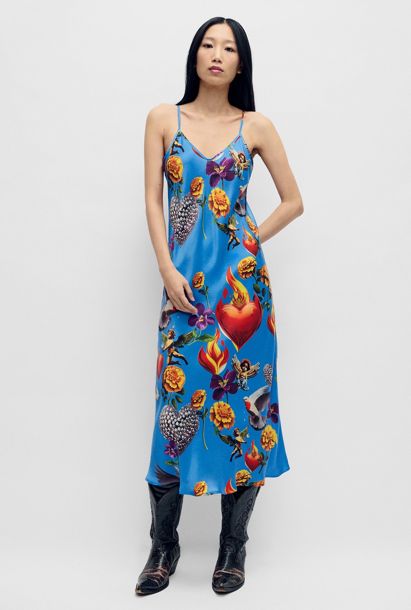 Image of Dresses. Product name - 90s Slip Dress Dearly Beloved Mirage in Dearly Beloved Mirage colour by brand - Silk Laundry
