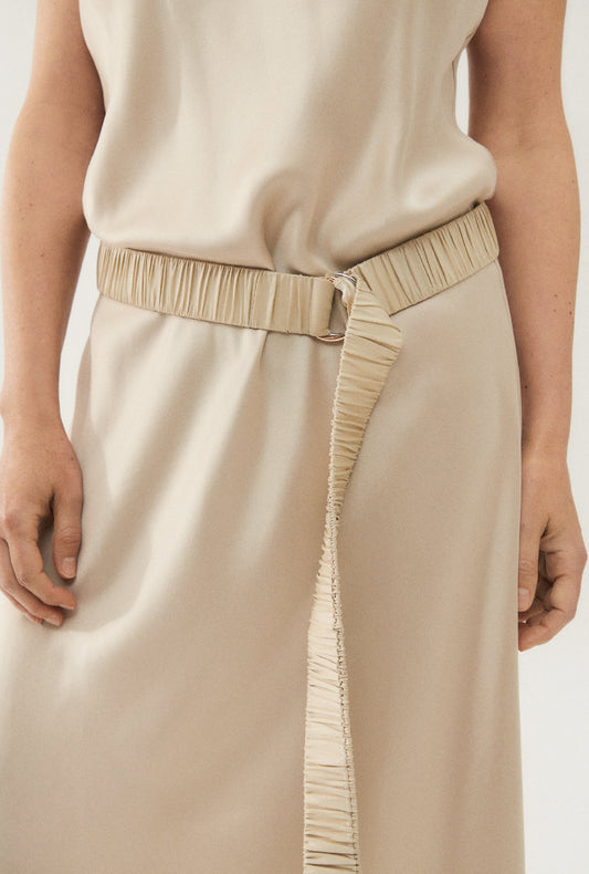 Image of Accessories. Productname: Wide Long Belt Hazelnut in Hazelnut colour by brand - Silk Laundry