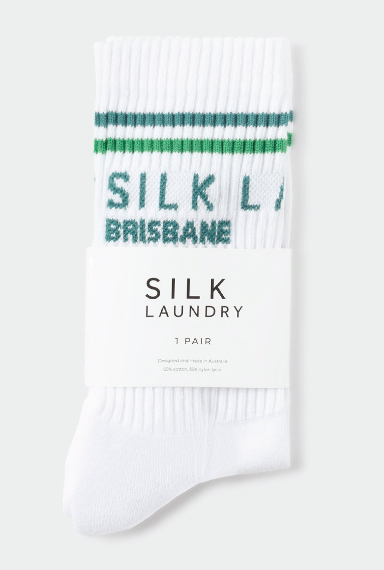 Image of Socks. Product name - Crew Sock Brisbane in White colour by brand - Silk Laundry