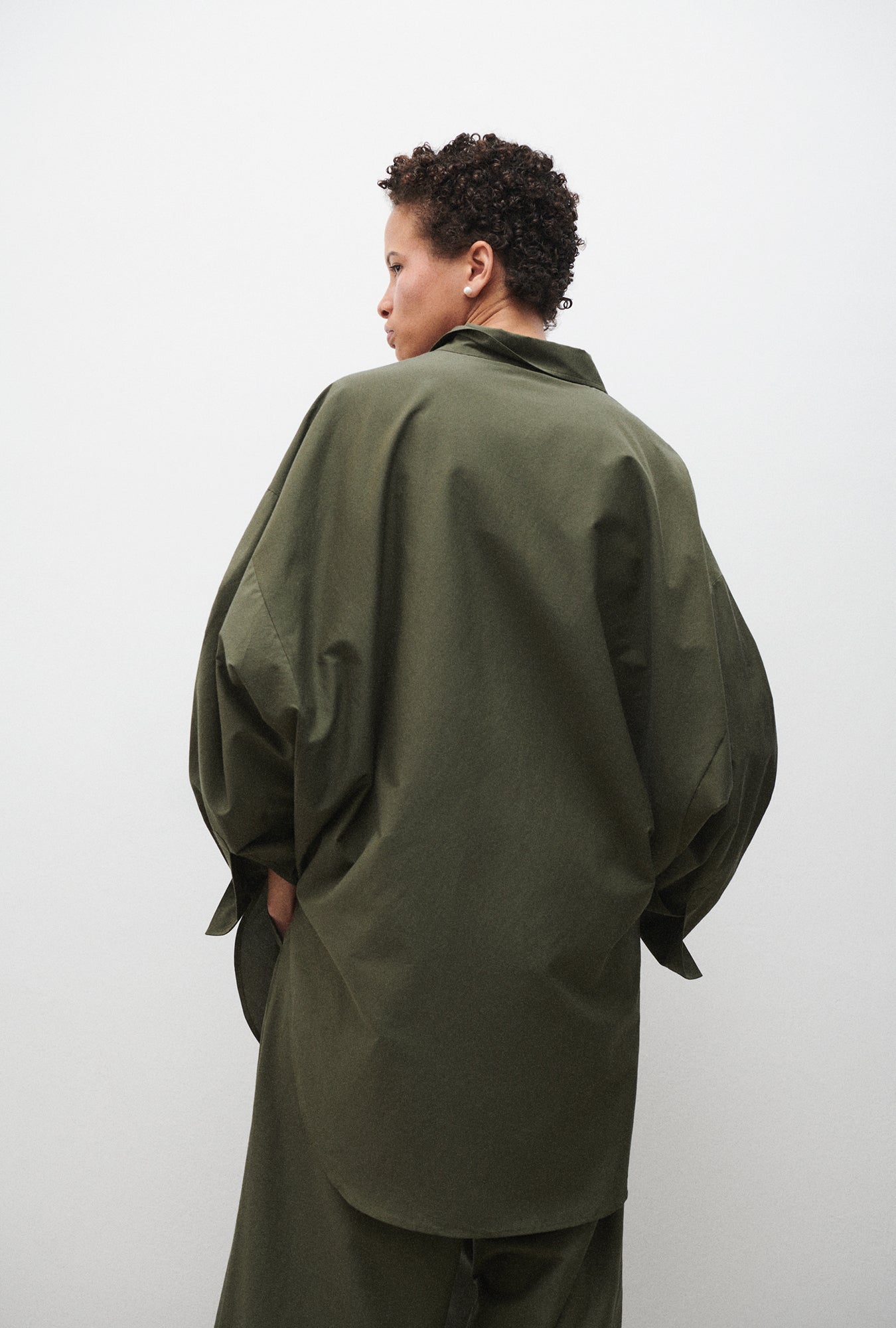 Laundry Cotton Silk Round Shirt (Pine)