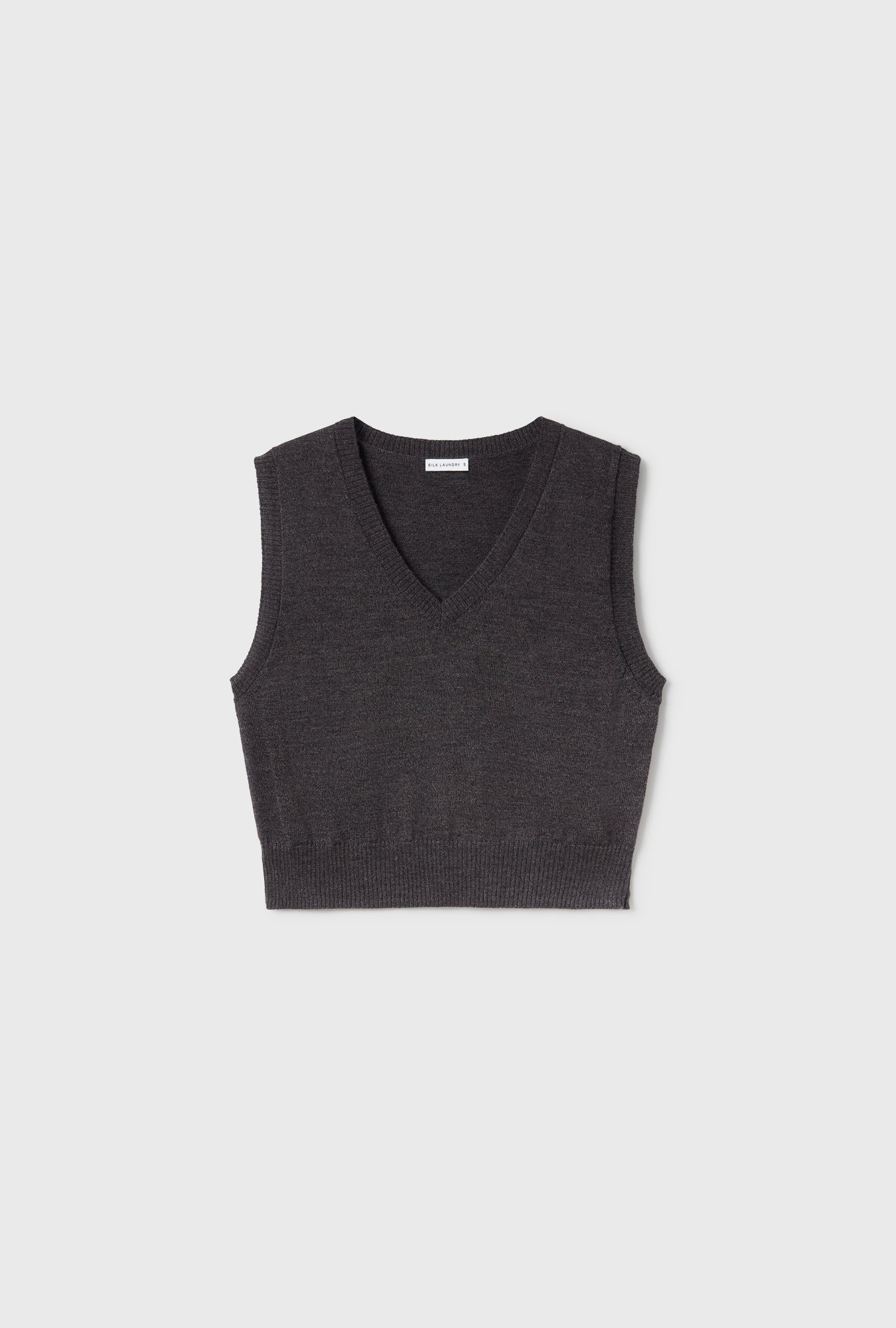 Silk Laundry V-Neck Sweater Vest (Granite Melange)