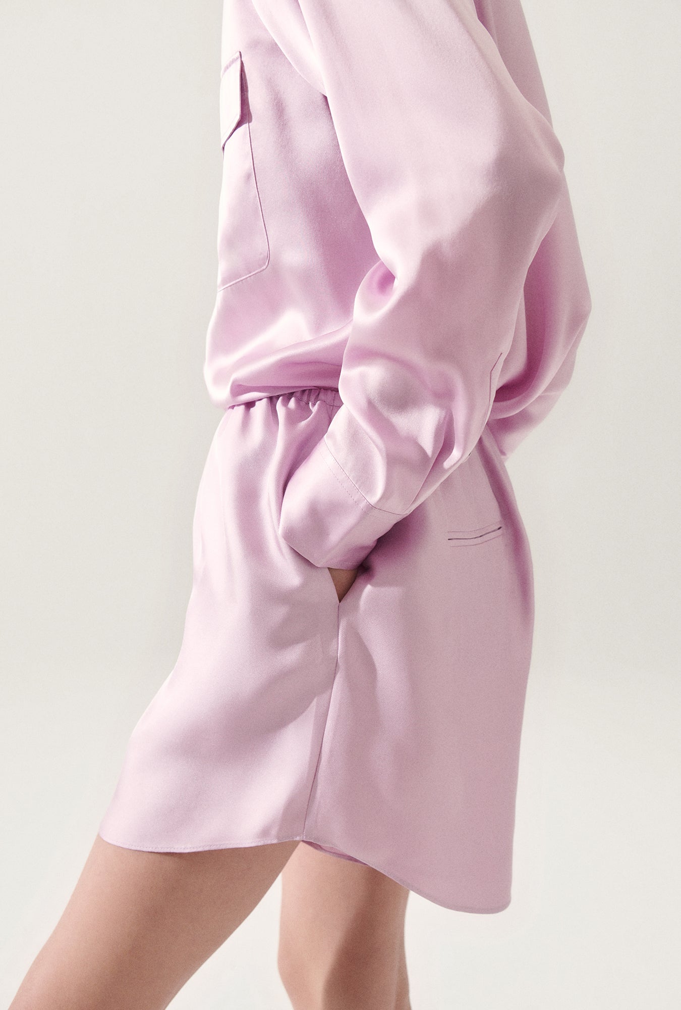 Silk Laundry Twill Racer Shorts (Lilac)