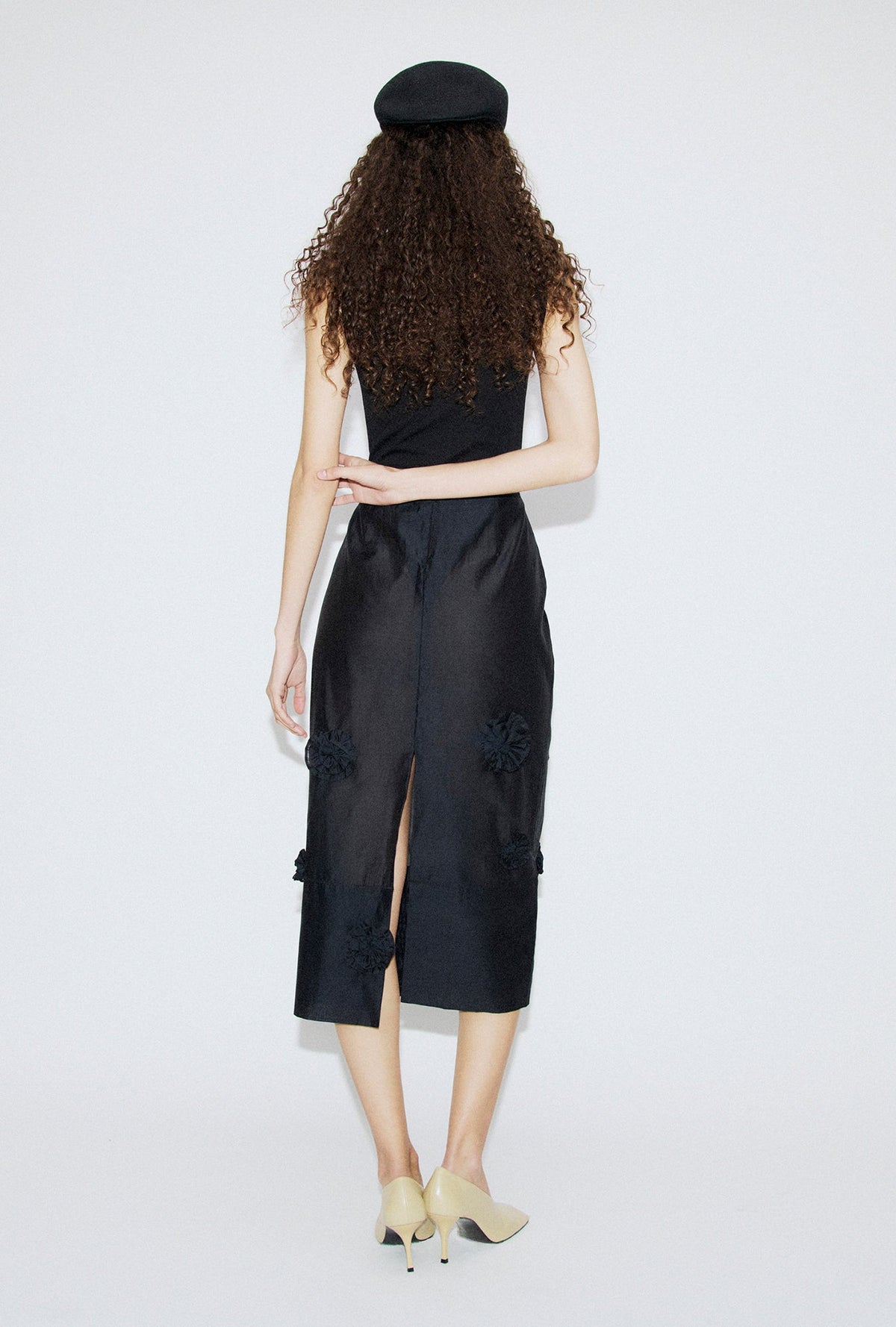 Laundry Cotton Silk Spectrum Skirt Flowers (Black)