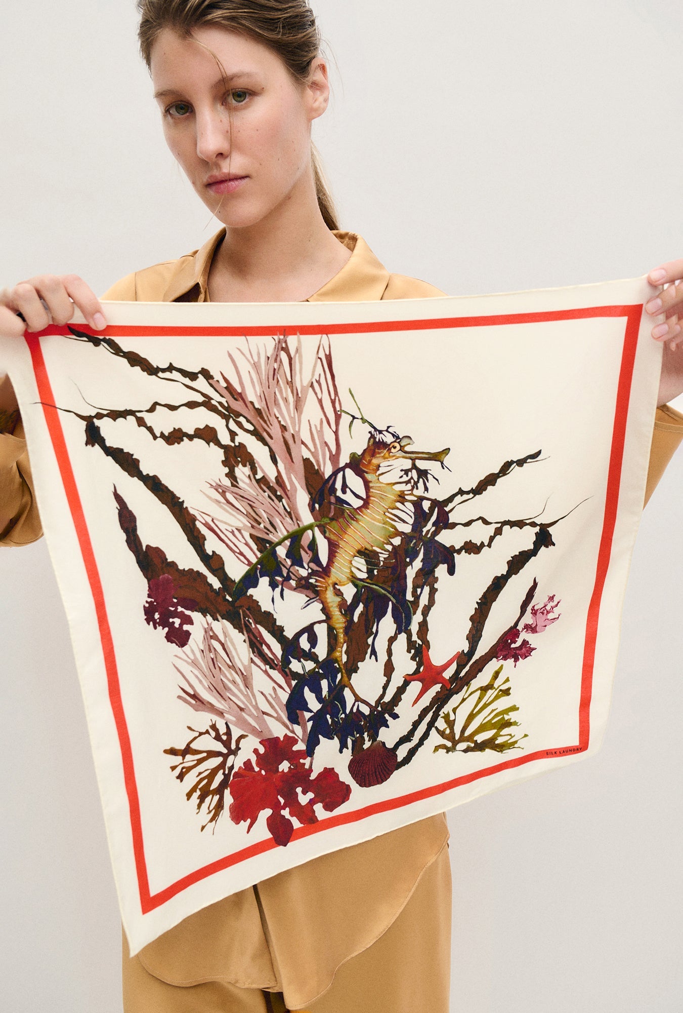 Silk Laundry COTTON SILK SCARF (Seahorse)